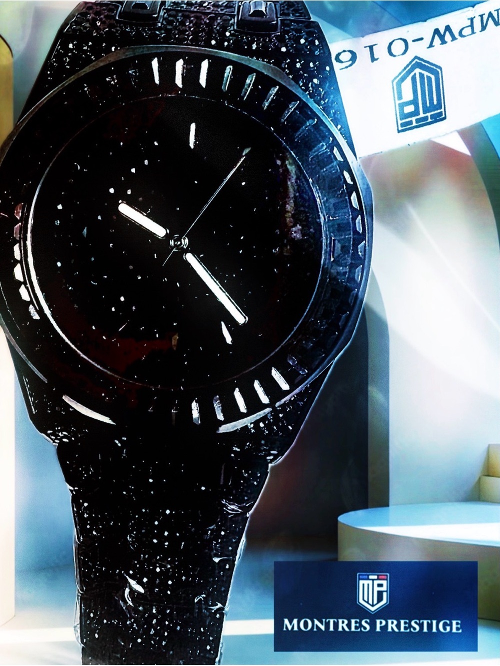 Montres Prestige by Invicta-black crystal watch.